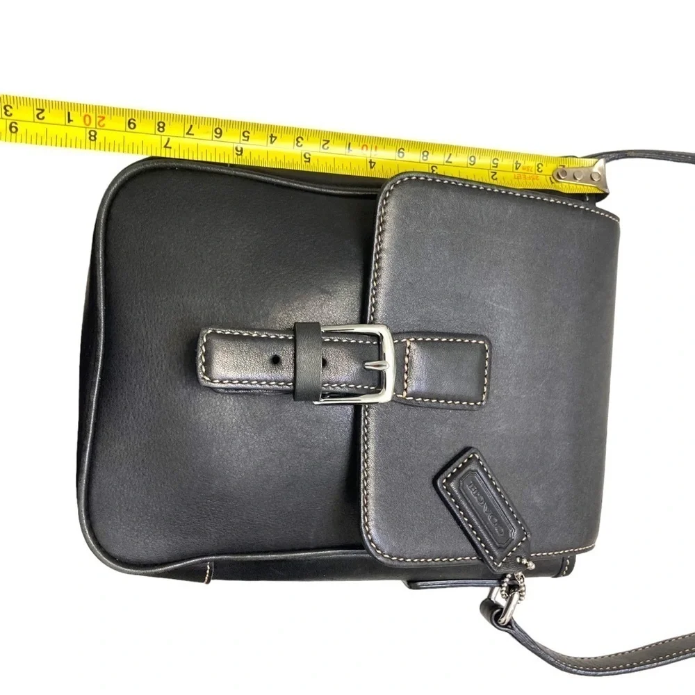 Coach y2k vintage 7775 black leather camera crossbody messenger flap bag unisex